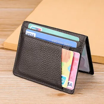 Herren Damen Tragbare Superschlanke Geldbörse Mehrere Kartenfächer Trendige Leder-Brieftasche Dünner