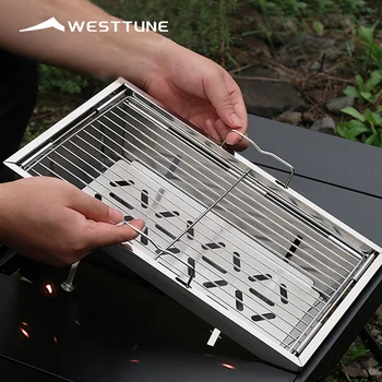WESTTUNE IGT Barbecue Grill, zusammenklappbar, Holzkohle, Brennholzofen, Heizung, tragbar, für Camping