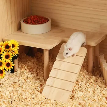 Hamster Holz Leiter Plattform Sprungbrett Spielplatz Hamster Klettern Spielzeug Kleine Haustiere Treppen