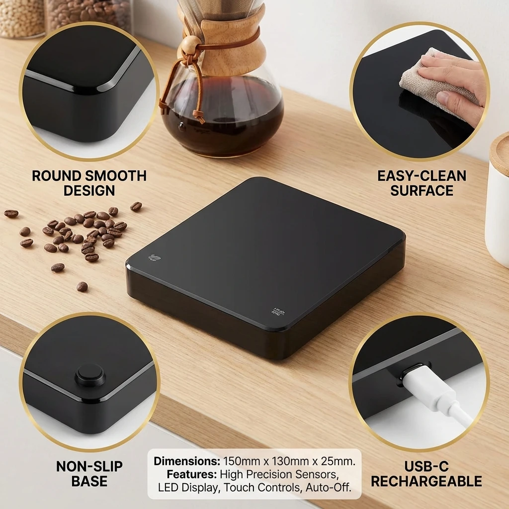 USB Digitale Kaffeewaage Wiederaufladbar LED-Bildschirm 0,1g – Bild 3