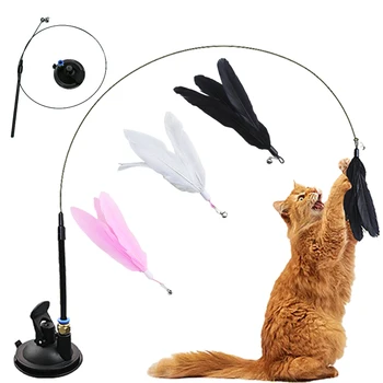 Interaktive Katze Spielzeug Handfree Katze Stick Kätzchen Spielen Teaser Zauberstab Spielzeug Saugnapf Feder