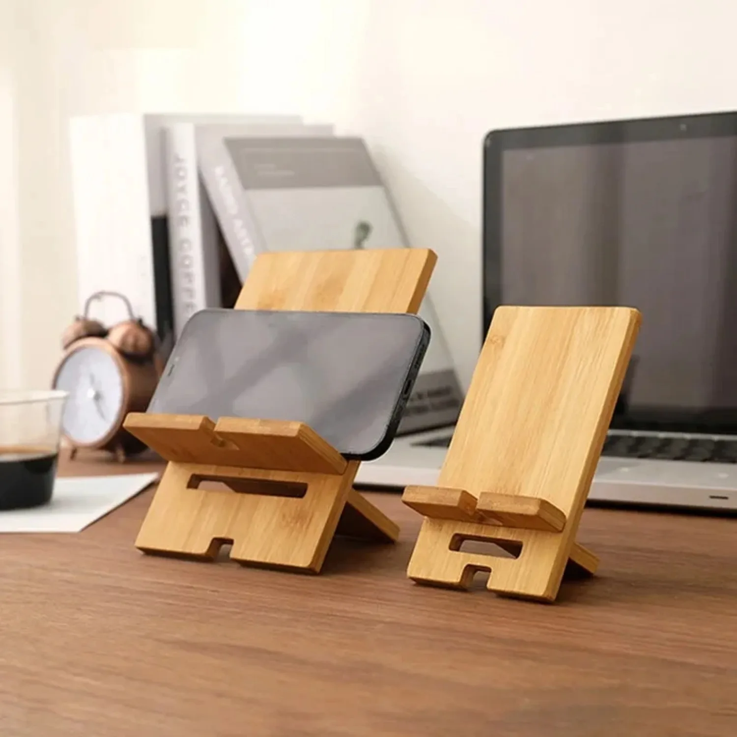 Desktop-Handyhalter aus Bambus, praktischer – Bild 5