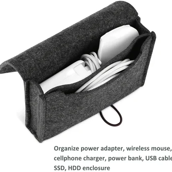 Tragbare Filzkabel-Organizer-Hülle für Netzteile und USB-Kabel, Reiseaufbewahrung