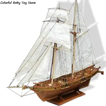 Montage von Baukästen Schiff Modell Holz Segelboot Spielzeug Segel modell montiert 1:100 Holz-Kit diy