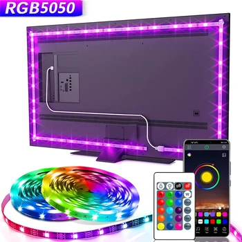 USB 5V LED-Leuchten für TV mit APP-Steuerung, flexibles Bandband RGB5050, 30 LEDs/m