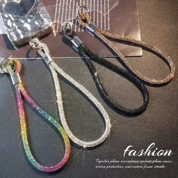 Glitzerndes, auffälliges Strass-Handy-Charm-Lanyard für iPhone, Diamant-Kristall, Handy-Handgelenkbänder