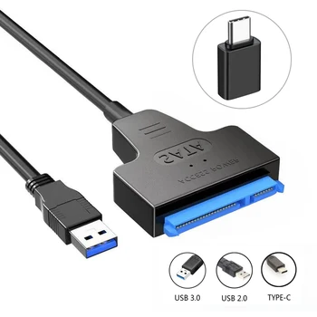 SATA-zu-USB-Kabel USB 3.0/Typ-C zu SATA III Festplattenadapter für 2,5-Zoll-HDD/SSD SATA III