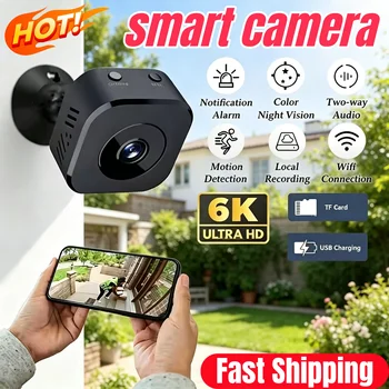 Mini 6K WLAN-Sicherheitskamera Full HD Überwachungskamera Zwei-Wege-Audio Bewegungserkennung