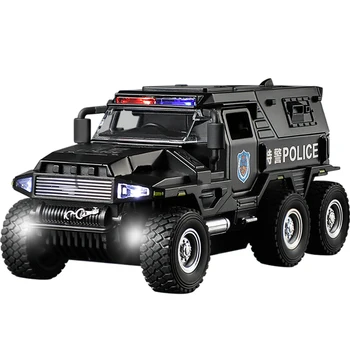 1:32 SWAT City Polizei-LKW-Modell, Druckguss, Geländewagen, Ton und Licht, Sportwagen, Spielzeug für Kinder