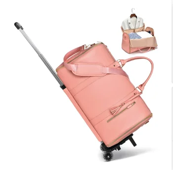 Rollende Damen-Kleidertaschen für Reisen, Handtasche mit Rollen, Damen-Seesack zum Tragen
