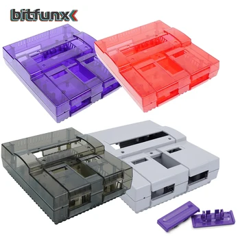 Bitfunx SNES Ersatzschale, transparente Hülle für Nintendo SNES SFC, US-Version, Retro-Spielekonsolen
