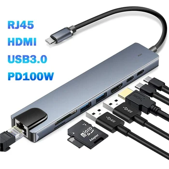 USB-C Dockingstation mit 4K HDMI, VGA, RJ45, Audio und 100 W PD