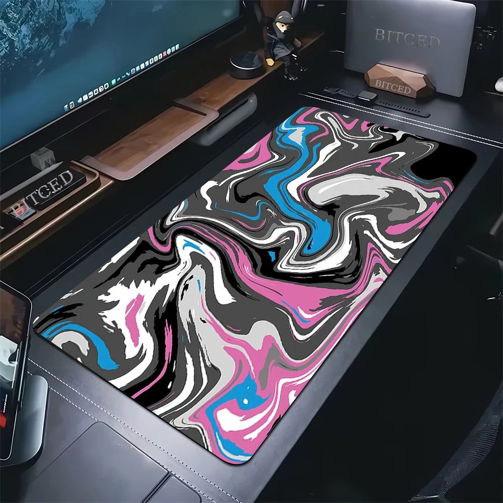 XXL Schwarz und Weiß Strata Liquid 900x400 Mauspad Computer – Bild 2