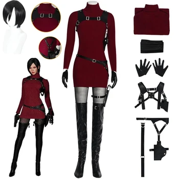 Horror-Spiel-Film Resident Evil 4 Ada Wong Cosplay Komplettset im Gleichen Stil Outfit für Halloween
