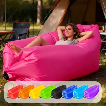 Mehrfarbiges einzelnes, aufblasbares Sofa, tragbar, für den Außenbereich, Strand, Luftschlafsofa