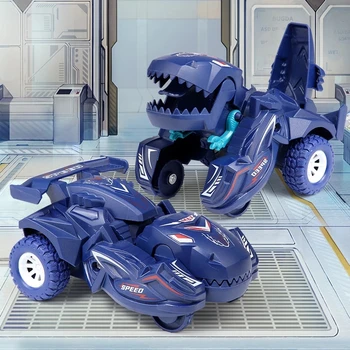 2 IN 1 Dinosaurier Verformung Auto Modell Spielzeug Für Jungen One Step Action Kollision Transformation Mini