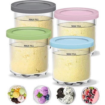 Creami Pints und Deckel für Ninja-4er Pack cremige Eis behälter Tassen Gläser Wannen Kanister Set, Smoothie