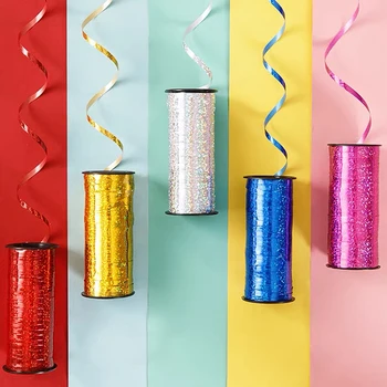 100 Yards/Rolle glitzernde Lockenbänder, Ballonbänder, Geschenkpapierbänder zum Basteln, Weihnachten
