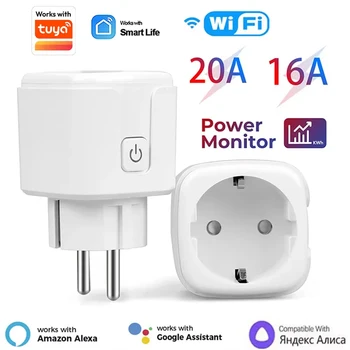 20A EU Smart Plug WLAN-Steckdose Sprachsteuerung Fernbedienung Kompatibel mit Alexa Yandex Google Home