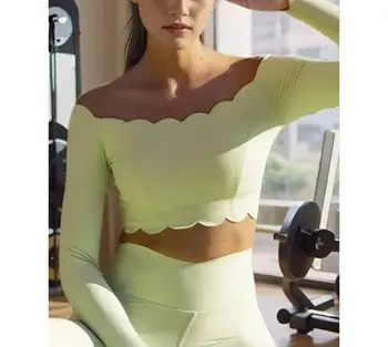 Enge Spitzenhose mit langen Ärmeln für Damen, eng und bequem, hautfreundliches Trainings-Sportoberteil, enge