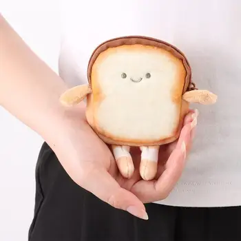 Cartoon-Toast-Brot-Plüsch-Geldbörse für Kinder, Münzbeutel, Kopfhörertasche, Schlüsseltasche, Puppentasche