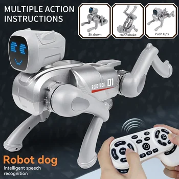Intelligenter Roboterhund, KI-Begleiter-Spielzeug, Sprachbefehle, 20 Arten von Aktionen programmierbar, singt