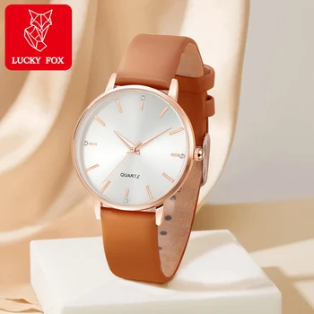 Uhren für Damen, Lederband, Luxusuhren, Quarzuhr, lässige Armbanduhr für Damen