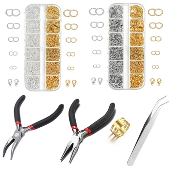 Schachtel Schmuck Erkenntnisse Kits Offene Biegeringe Karabiner Haken Zangen Pinzette für DIY (930 Stück)