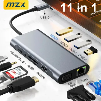 11-in-1 Dockingstation USB-C Hub 4K HDMI-Kompatibel Typ 3.0 RJ45 Adapter Konzentrator Dock Hubs Notebook