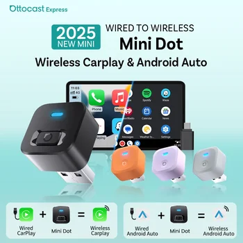 Ottocast Mini Dot Express 2-in-1 kabelloser CarPlay Android Auto-Adapter Plug Play Fast Connect USB-Dongle