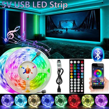 RGB-USB-LED-Streifen, APP mit 44-Tasten-Fernbedienung, geeignet für Schlafzimmer, Wohnzimmer, Küche