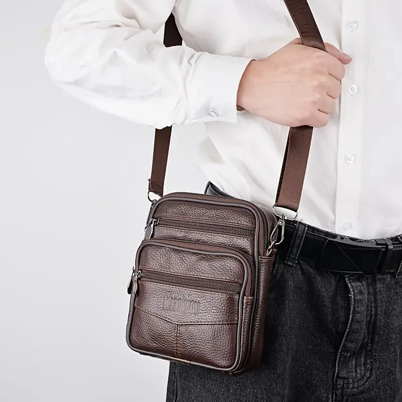 Männer Neue Echtes Leder Umhängetasche Vertikale Trendy – Bild 6