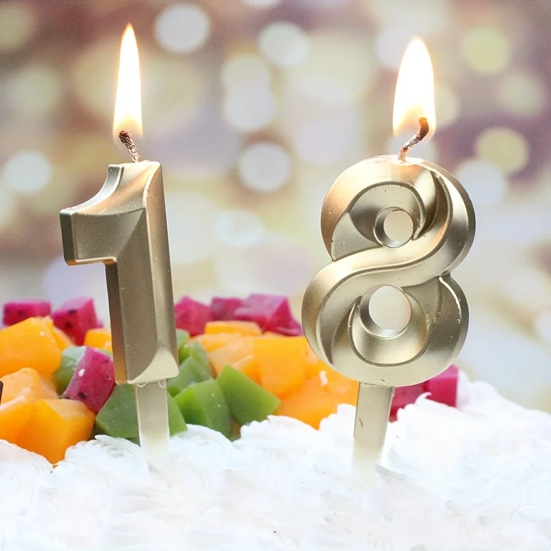 Kreative Gold Diamant Zahl Kerze Große 3D Geburtstag Kuchen
