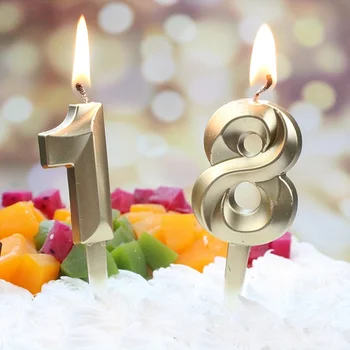 Kreative Gold Diamant Zahl Kerze Große 3D Geburtstag Kuchen Topper Dekoration Party Liefert Jahrestag Feier