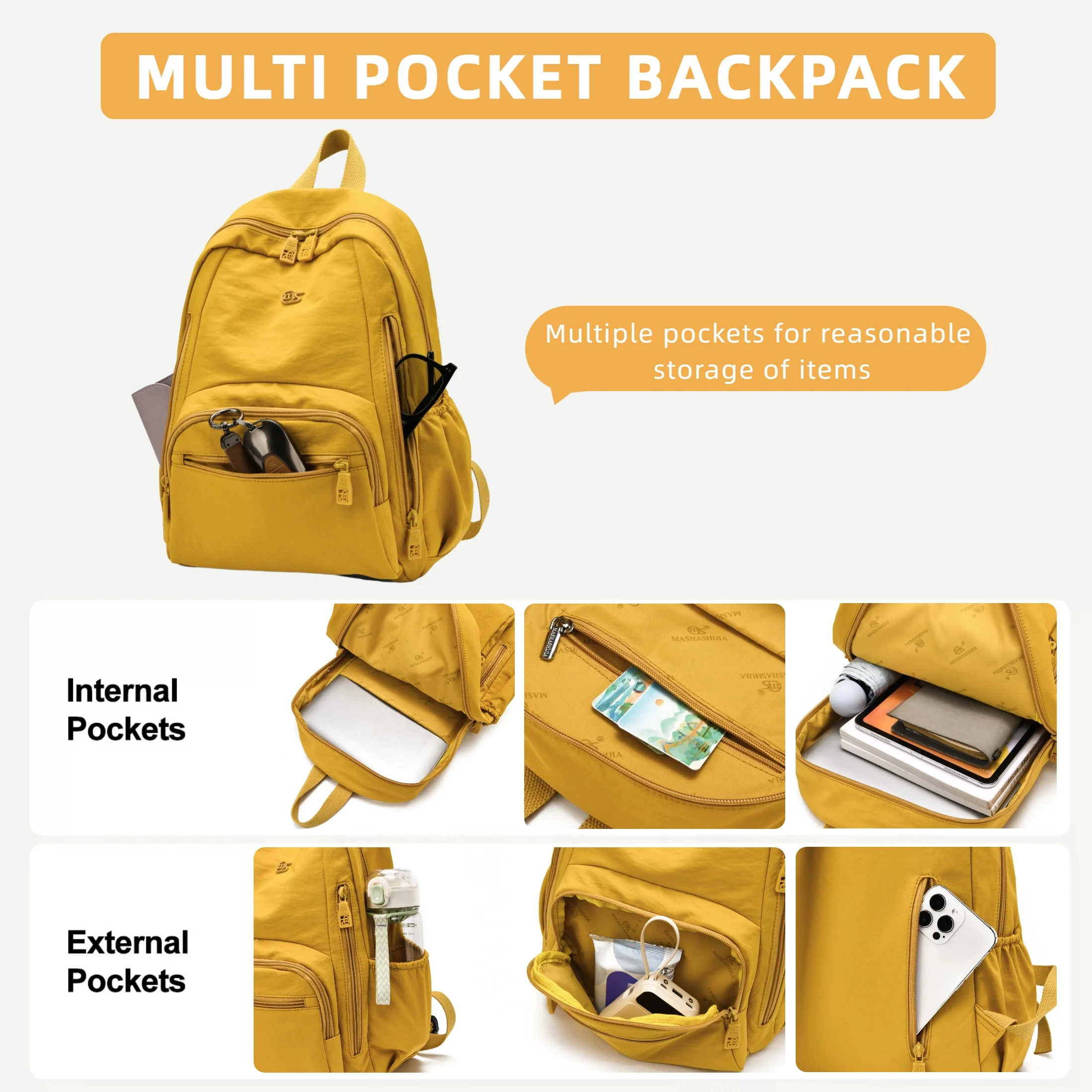 Modischer Rucksack für Damen, leichter Nylon-Rucksack – Bild 6