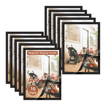 10er-Pack A4 Magnetische Flexible Fotorahmen, Selbstklebende Displayrahmen, Geeignet