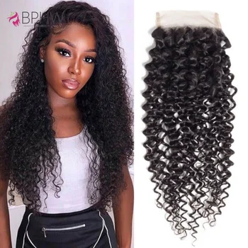 Kinky Curly Lace Frontal Closure, nur 4x4 Lace Closure, brasilianisches Remy-Haar, vorgezupft, 100 % Echthaar