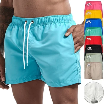 Badehose, Badeshorts für Herren, schnell trocknend, Boardshorts, Badeanzug, atmungsaktiv, Kordelzug