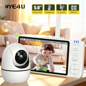 5-Zoll-Video-Babyphone mit Kamera, PTZ-Zoom, Babyphone-Kamera, Sicherheitsschutz, Überwachungskameras