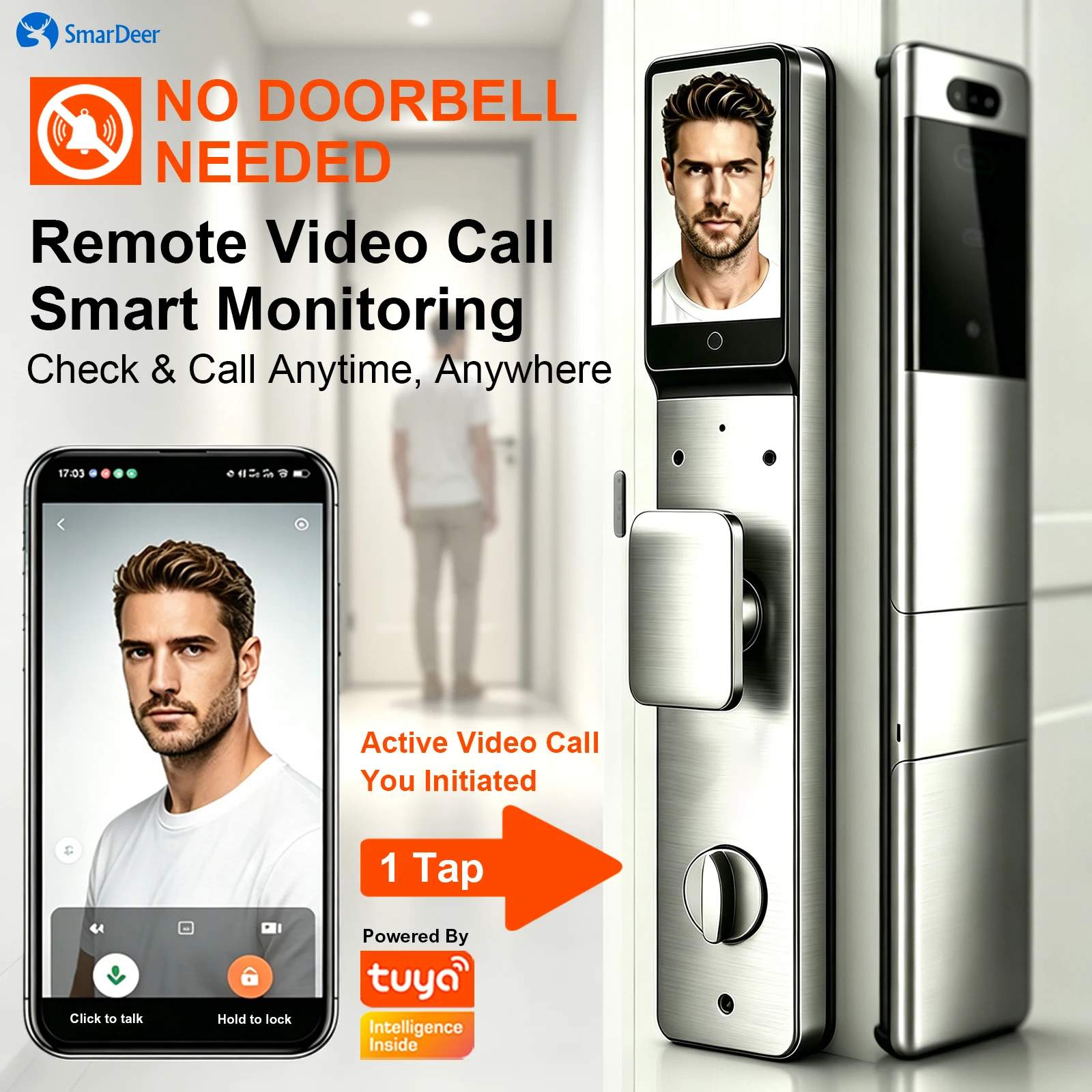 SmarDeer Smart Door Lock 3D-Gesichts- und Handvenenerkennung – Bild 3