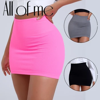 Frühling Sommer Neue Hohe Taille Elastische Business frauen Mini Rock Schwarz Abnehmen Gestrickte Halbkörper