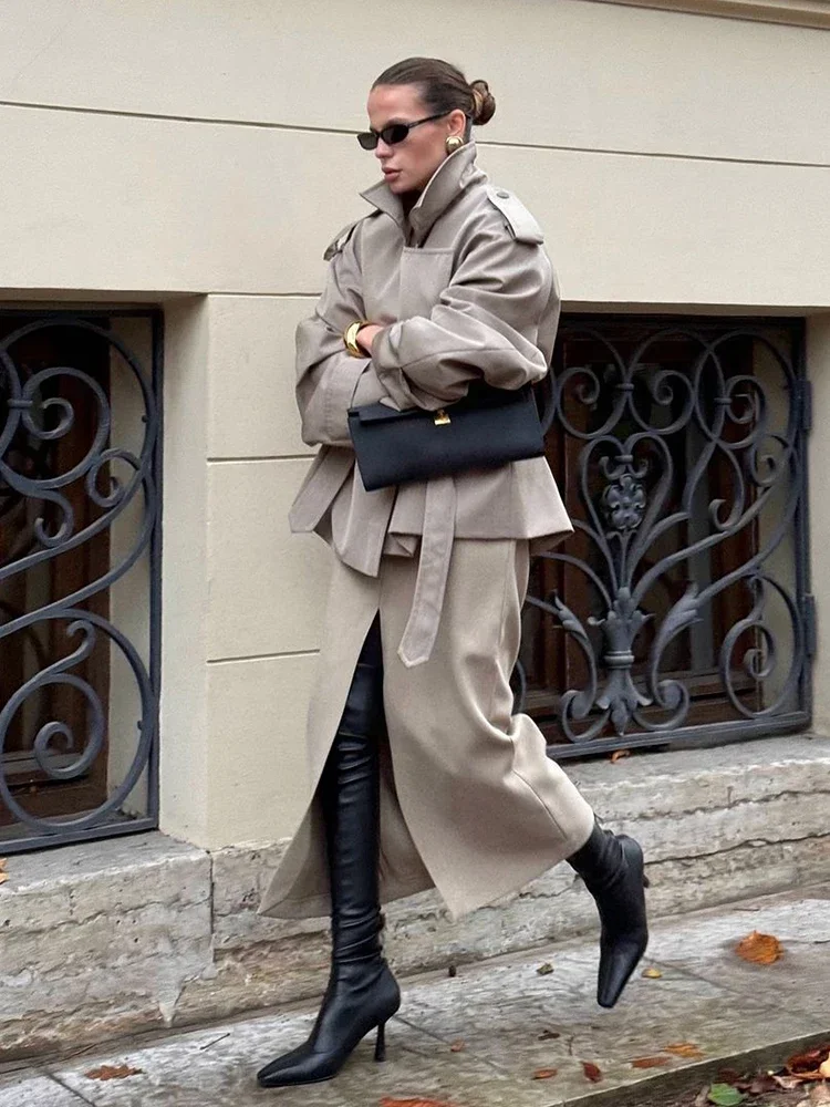 Dame Einfarbig Spitze Up Jacke Elegante Chic Lange Ärmeln – Bild 5