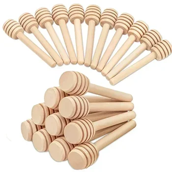 Holz-Honigschöpfer-Sticks, Mini-Honigrührer-Stick für Dessert-Utensilien, Abgabe von Nieseln, Honig (10 Stück)