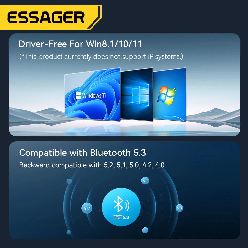 Essager USB Bluetooth 5.3 Adapter Aux Audio Receiver Sender – Bild 5