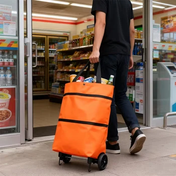 Zusammenklappbarer Einkaufswagen mit Rädern Faltbarer Trolley mit Rädern Tragbarer Rucksack-Handwagen