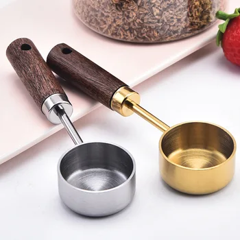 15 ml Edelstahl Messlöffel Esslöffel Kaffee Scoop Holzgriff Zucker Pulver Kaffee Bean Messlöffel Küche