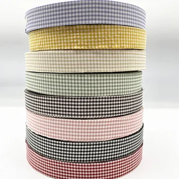 5 Yards Neue 25mm Plaid Baumwolle Band Hochzeit Weihnachten Dekoration DIY Nähen Stoff Handgemachte Bogen Band