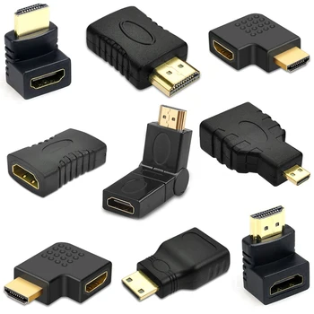 HDMI-kompatibler Adapter 90 270 Grad rechtwinkliger Stecker auf Buchse Konverter 4K HD-Anschluss Mini/Micro