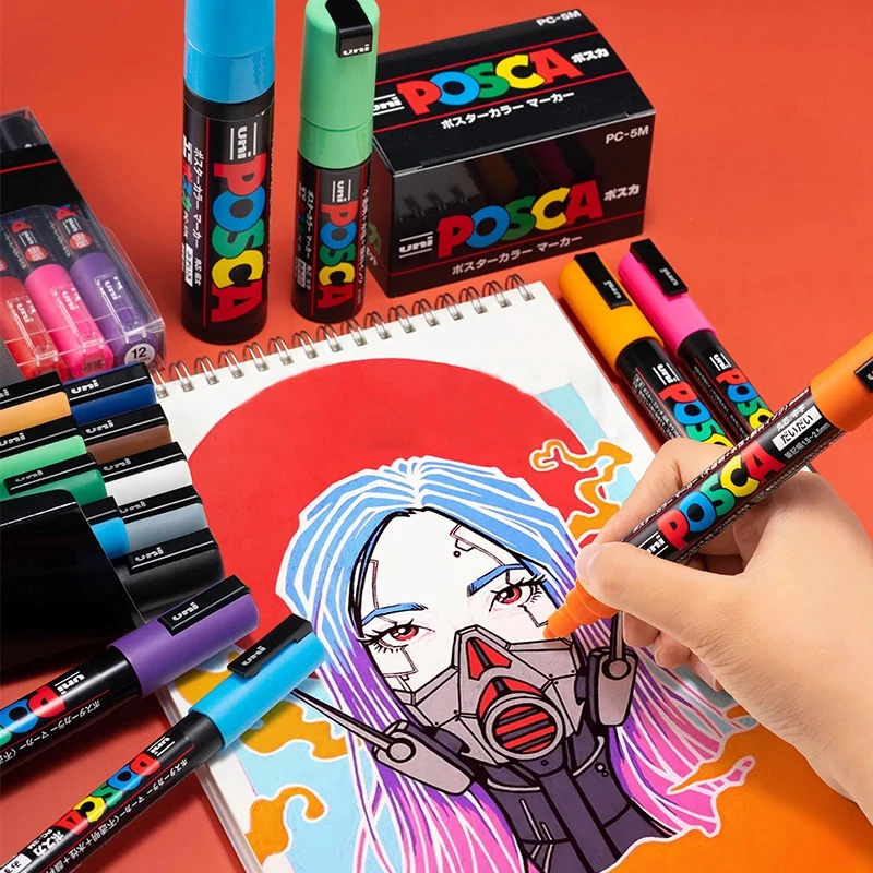 1 Stück Uni POSCA Marker Pen Vollständiger Farbbereich PC-1M – Bild 5