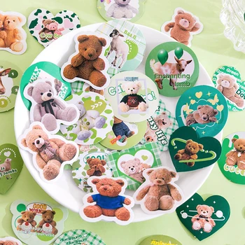 PET Aufkleber Material literarischen cartoon bär Kreative Scrapbooking Dekoration Konto Basis (45 Stück)